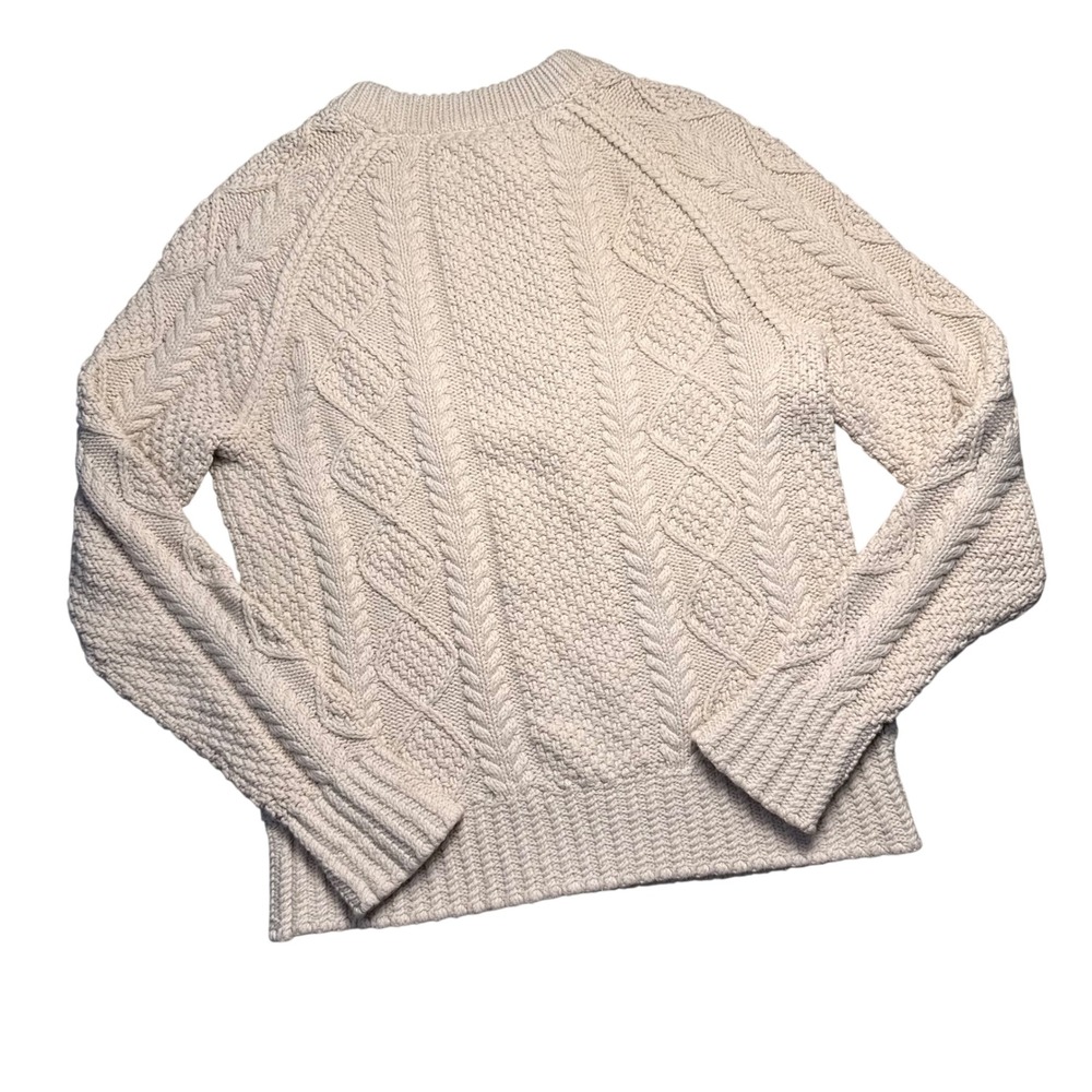 L.L. Bean Signature Cable Knit Sweater Womens Medium Cream Cotton Fisherman cozy